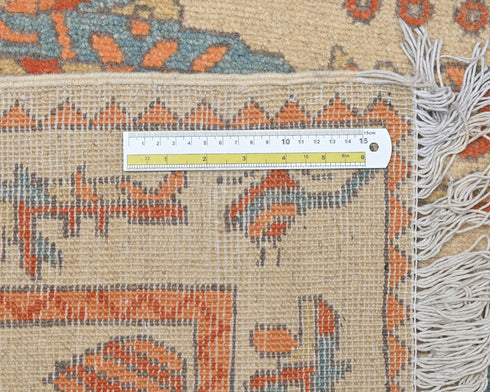 3x5 Light Brown Kuba Afghan Hand Knotted Wool Area Rug